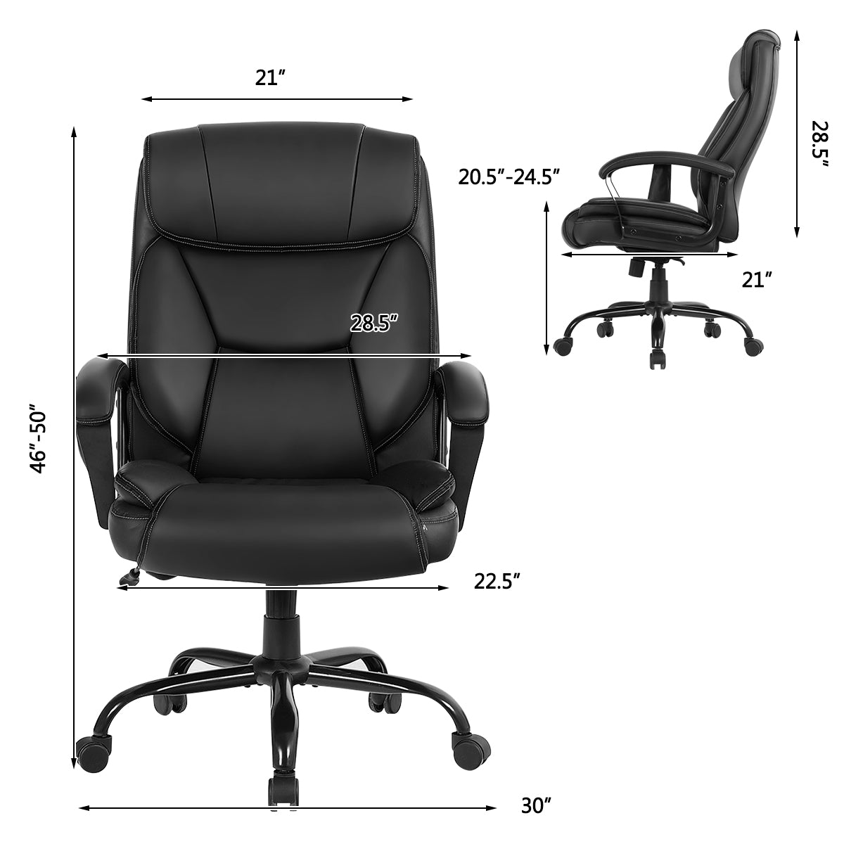 Giantex Executive Office Chair, Big and Tall Massage Chair w/ 6 Vibrating Points (Black)