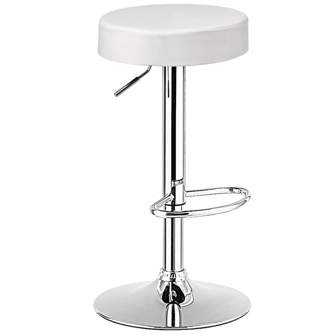 Modern Swivel Backless Round Barstool, PU Leather Armless bar Chair with Height Adjustable, Chrome Footrest