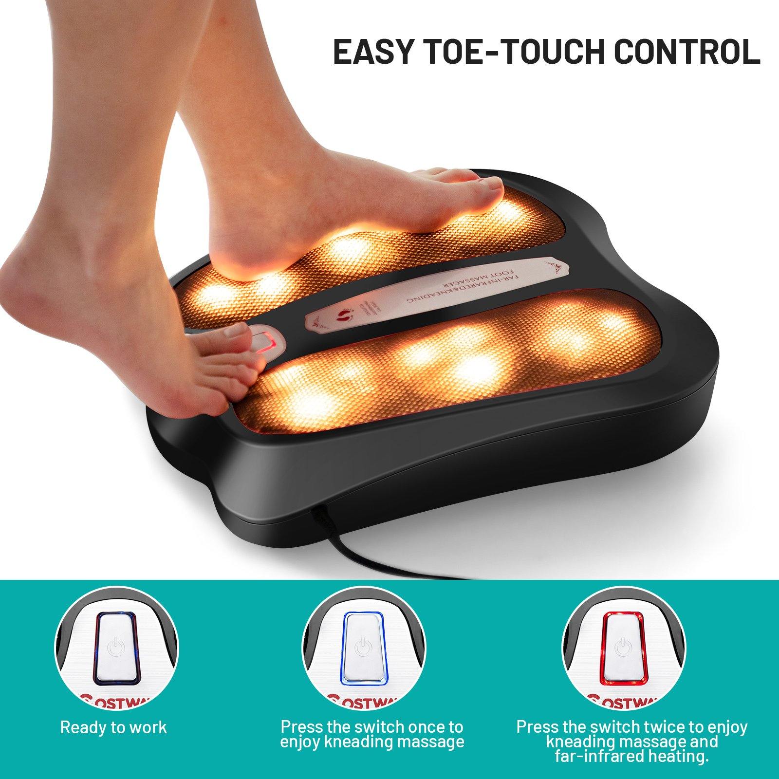 Giantex Foot Massager Shiatsu Feet Spa with Infrared Heating&18 Massage Nodes, Black - Giantexus