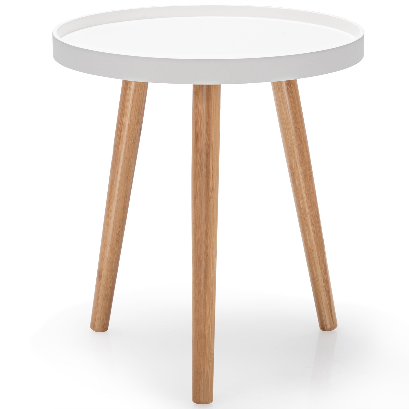 Giantex Round Side Table End Table with Wooden Tray