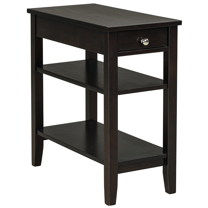 Giantex End Table Sofa Side Table with Drawer, 3-Tier Nightstand with Storage Shelves
