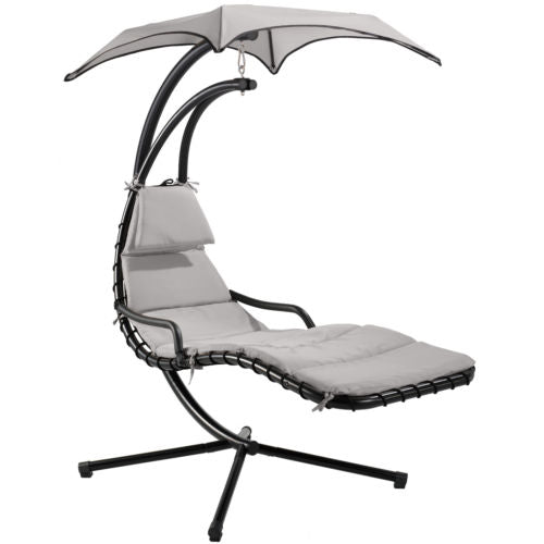 Hanging Chaise Outdoor Lounge Chair Porch Swing Hammock Chair with Arc Stand
