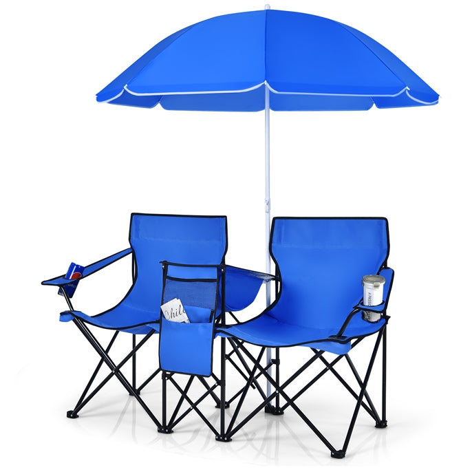 Giantex Camping Chairs Double Folding Chair with Canopy