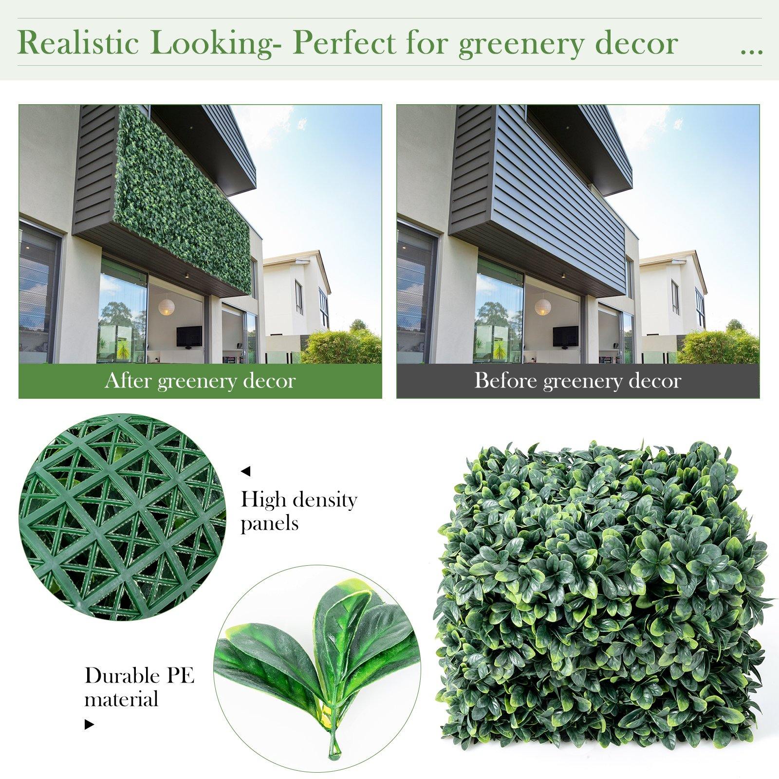 12PCS 20x20inch Artificial Boxwood Panels Garden Privacy Fence Screen - Giantexus