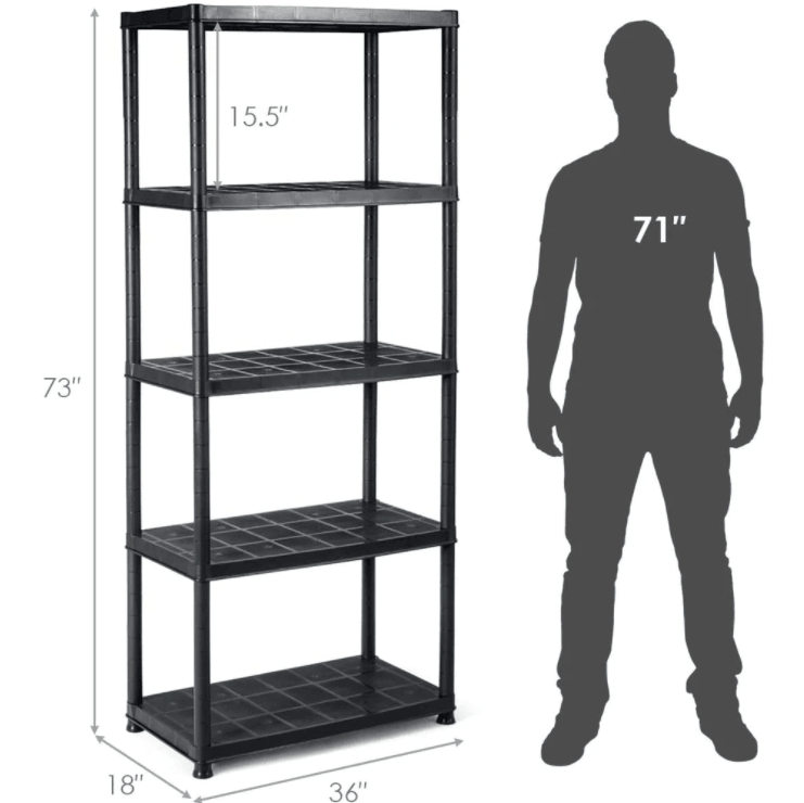 2 Pieces 5-Tier Ventilated Shelving Storage Rack - Giantexus