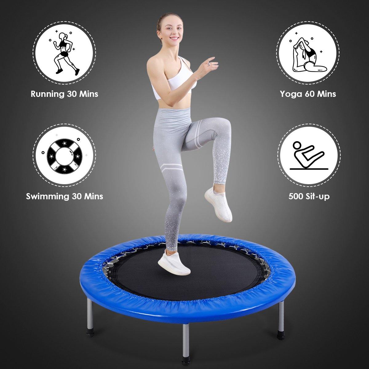 Mini Fitness Trampoline for Adults and Kids, 38 Inch Rebounder Trampoline - Giantexus