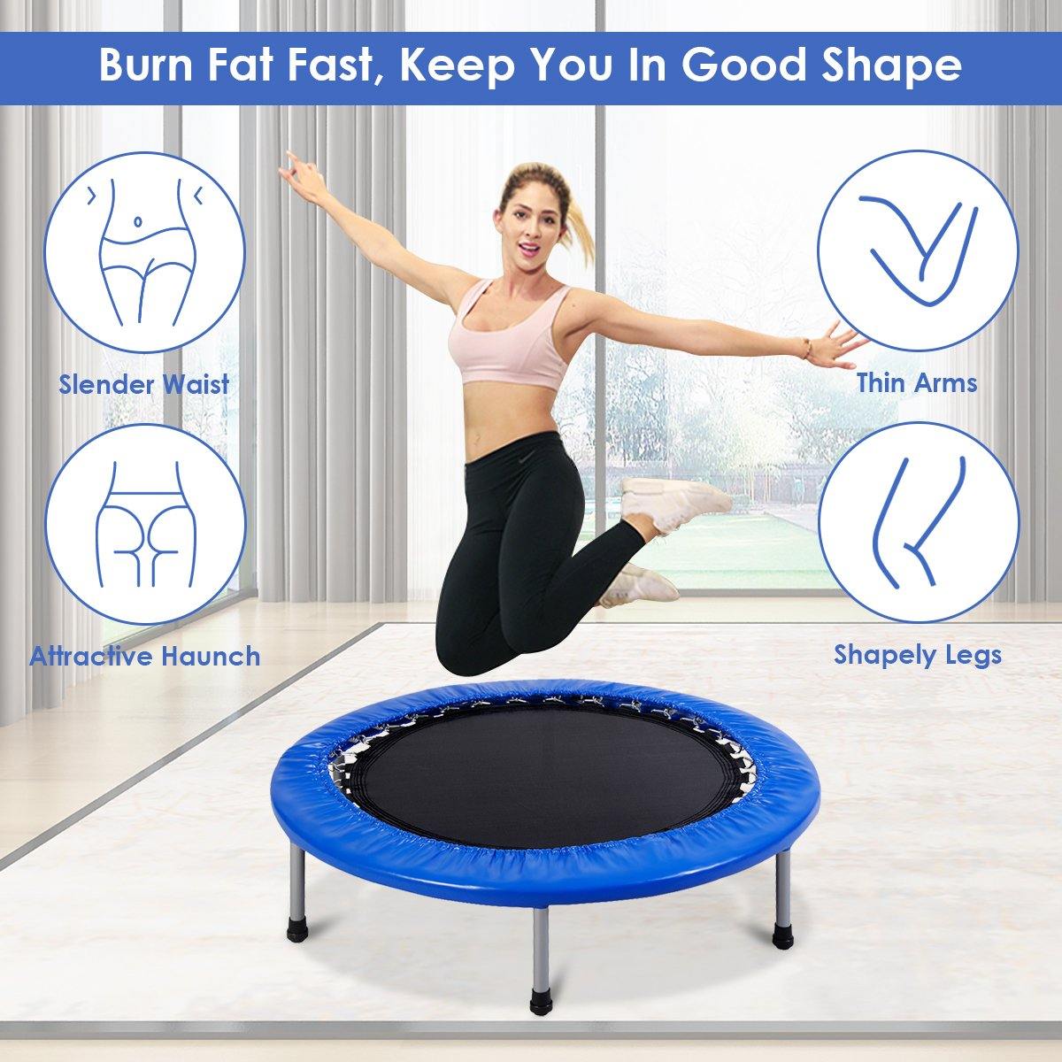 Mini Fitness Trampoline for Adults and Kids, 38 Inch Rebounder Trampoline - Giantexus