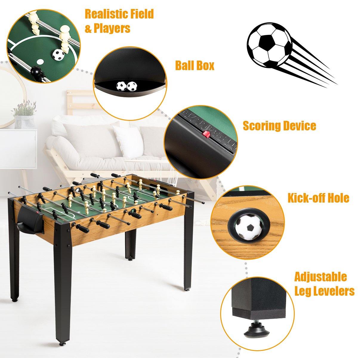 Giantex Foosball Table, Wooden Soccer Table Game w/ Footballs, Suit for 4 Players (48 inch) - Giantexus