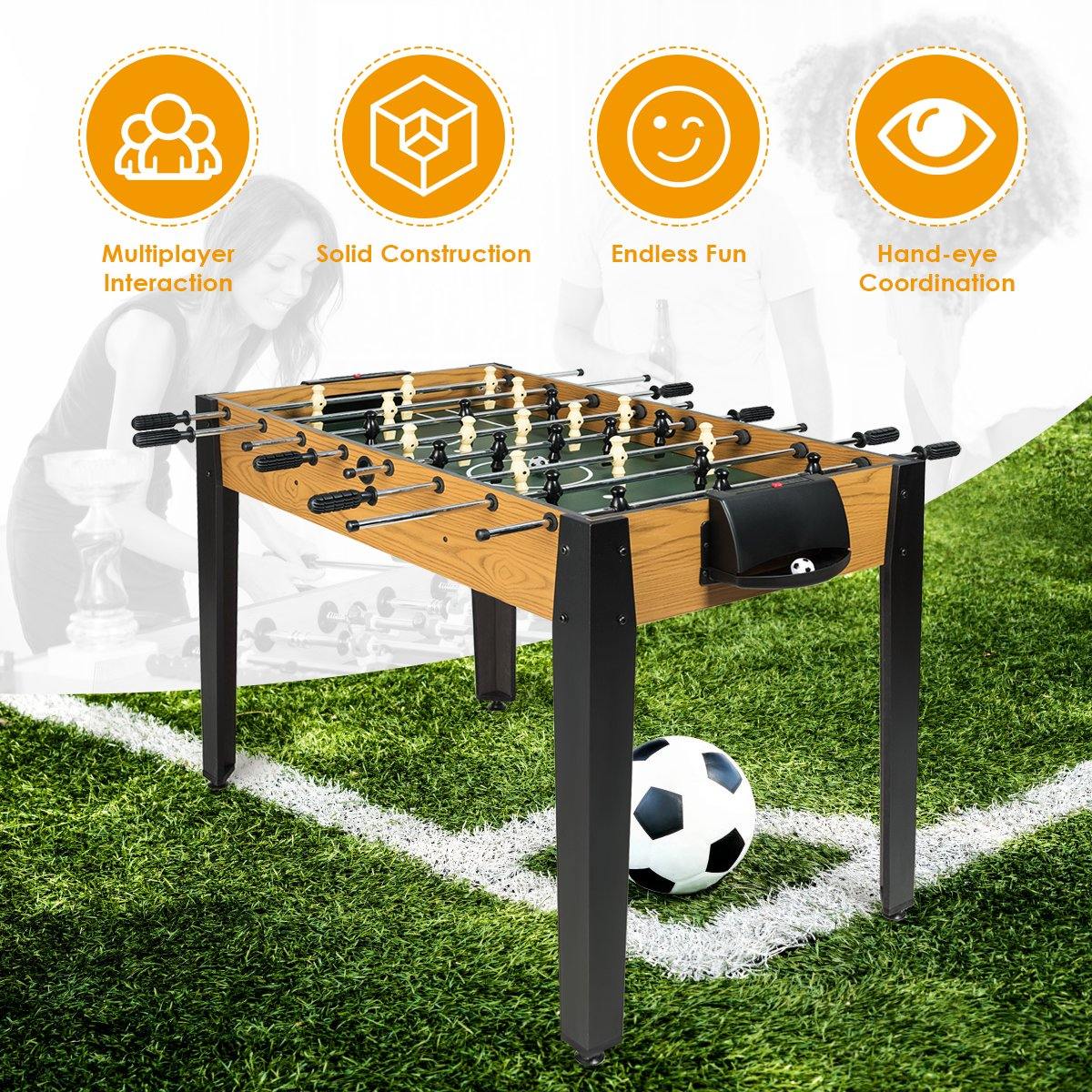 Giantex Foosball Table, Wooden Soccer Table Game w/ Footballs, Suit for 4 Players (48 inch) - Giantexus