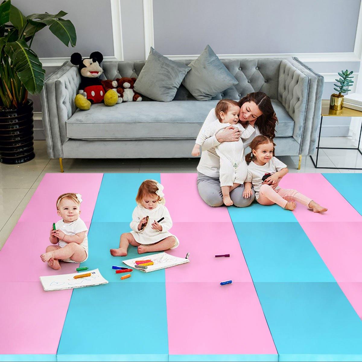 4'x8'x2 Gymnastics Mat, Folding Anti-Tear Gymnastics Panel Mats w/Carrying Handles - Giantexus