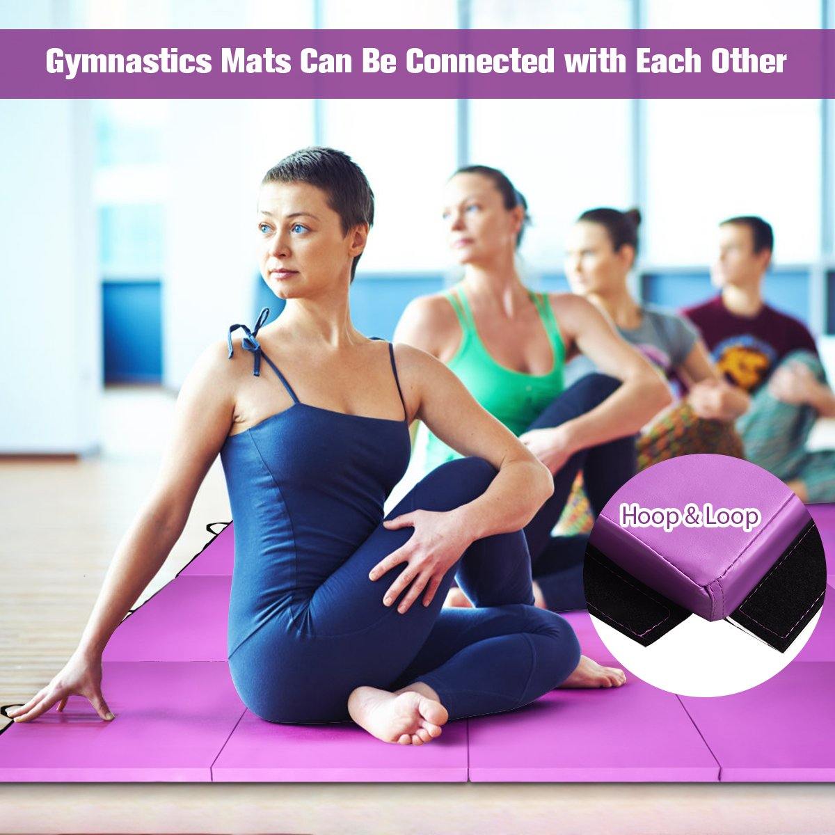 4'x8'x2 Gymnastics Mat, Folding Anti-Tear Gymnastics Panel Mats w/Carrying Handles - Giantexus