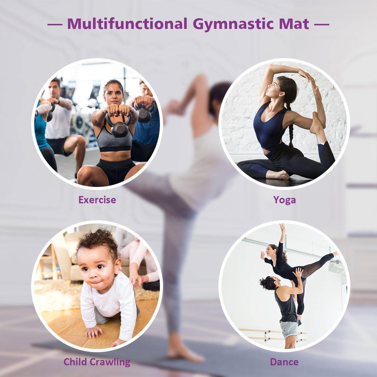 4'x8'x2 Gymnastics Mat, Folding Anti-Tear Gymnastics Panel Mats w/Carrying Handles - Giantexus