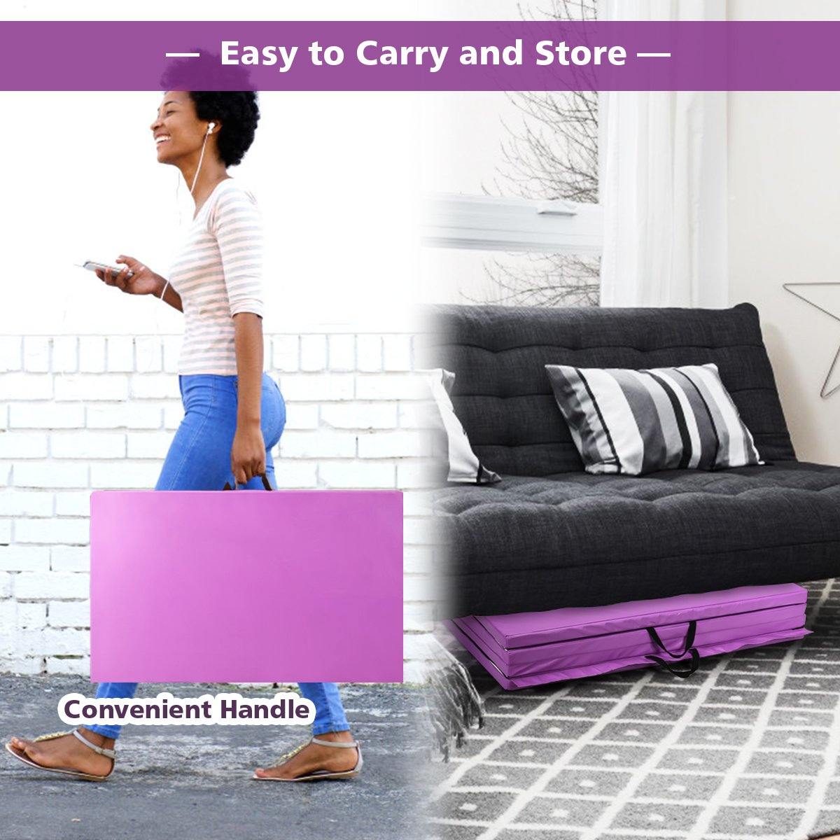 4'x8'x2 Gymnastics Mat, Folding Anti-Tear Gymnastics Panel Mats w/Carrying Handles - Giantexus