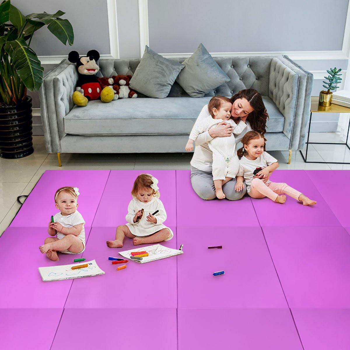 4'x8'x2 Gymnastics Mat, Folding Anti-Tear Gymnastics Panel Mats w/Carrying Handles - Giantexus