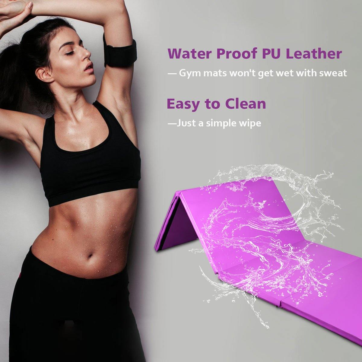 4'x8'x2 Gymnastics Mat, Folding Anti-Tear Gymnastics Panel Mats w/Carrying Handles - Giantexus