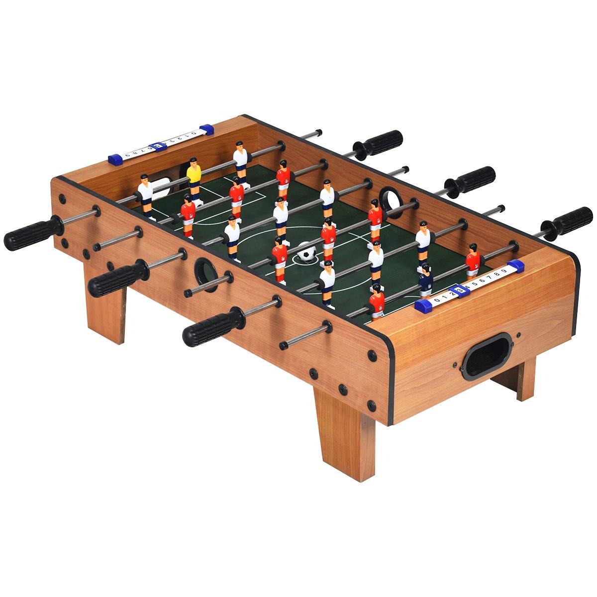 Giantex Foosball Table, 27in Mini Football Table Game w/ 2 Footballs, Score Keepers (Natural) - Giantexus