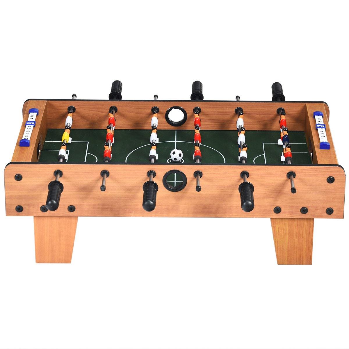 Giantex Foosball Table, 27in Mini Football Table Game w/ 2 Footballs, Score Keepers (Natural) - Giantexus
