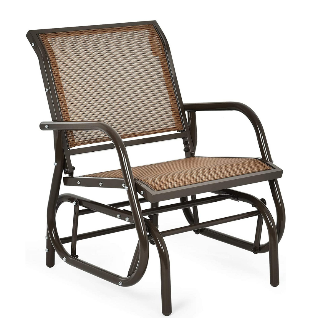 Swing Glider Chair W/Study Metal Frame Comfortable Patio Chair