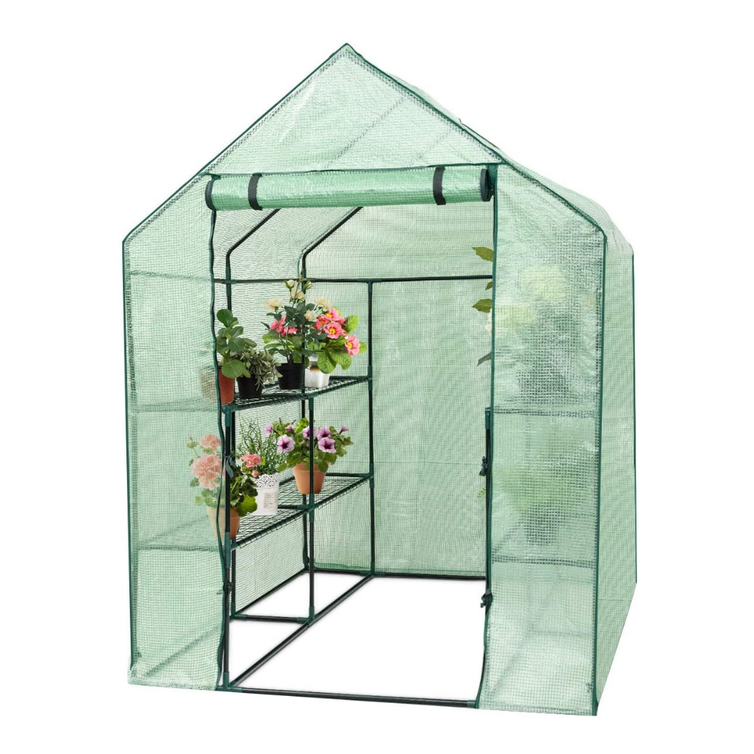 Outdoor Portable Greenhouse Mini Walk in 3 Tiers 8 Shelves Stands
