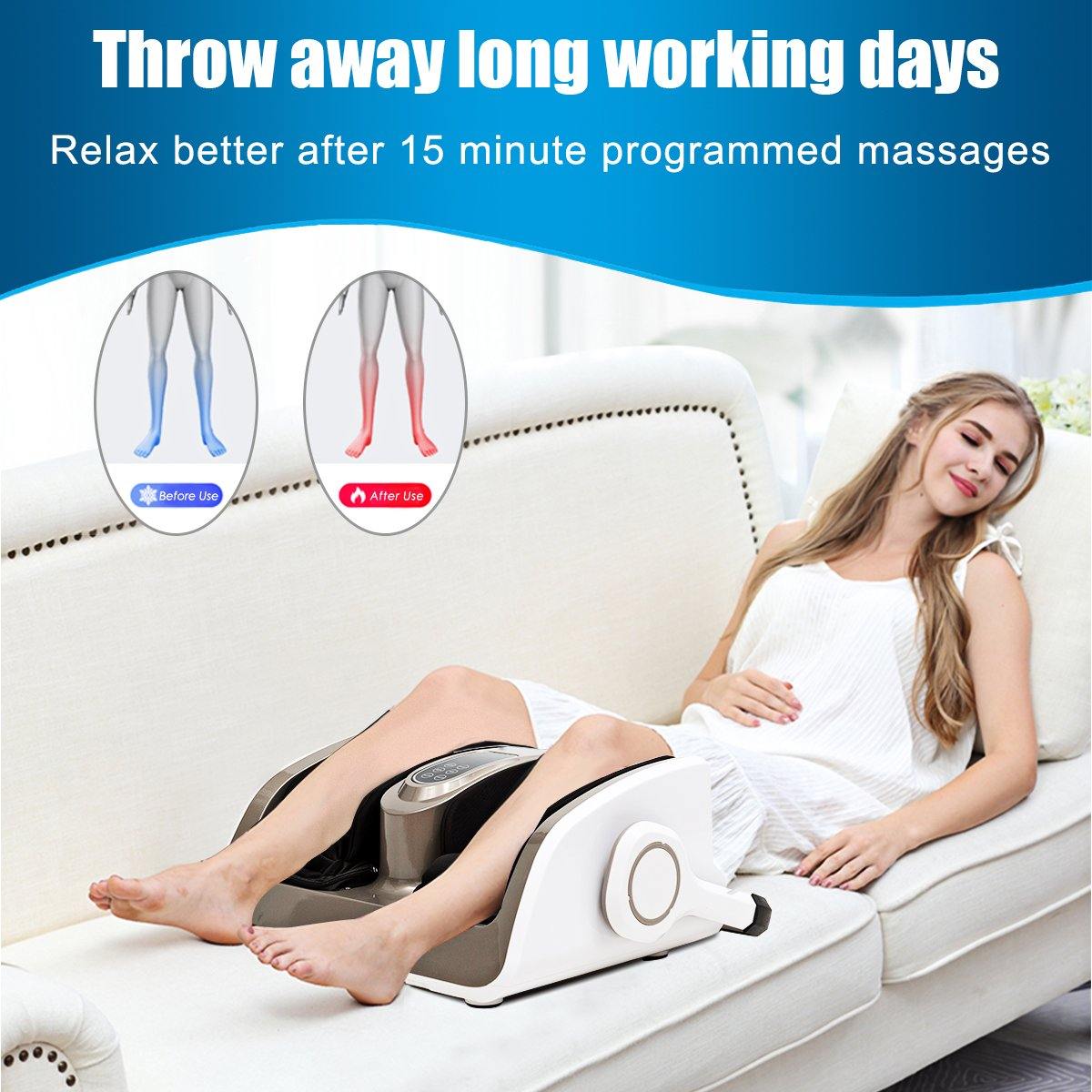 Giantex Shiatsu Foot Massager, Deep Kneading&Air Compression for Foot Calf Leg Arm, Heat and Vibration (White) - Giantexus