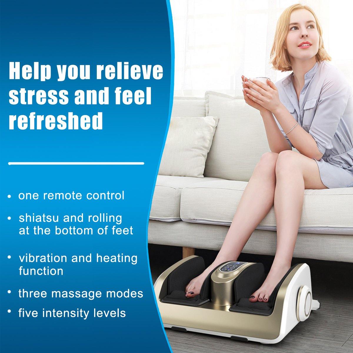 Giantex Shiatsu Foot Massager, Deep Kneading&Air Compression for Foot Calf Leg Arm, Heat and Vibration (White) - Giantexus