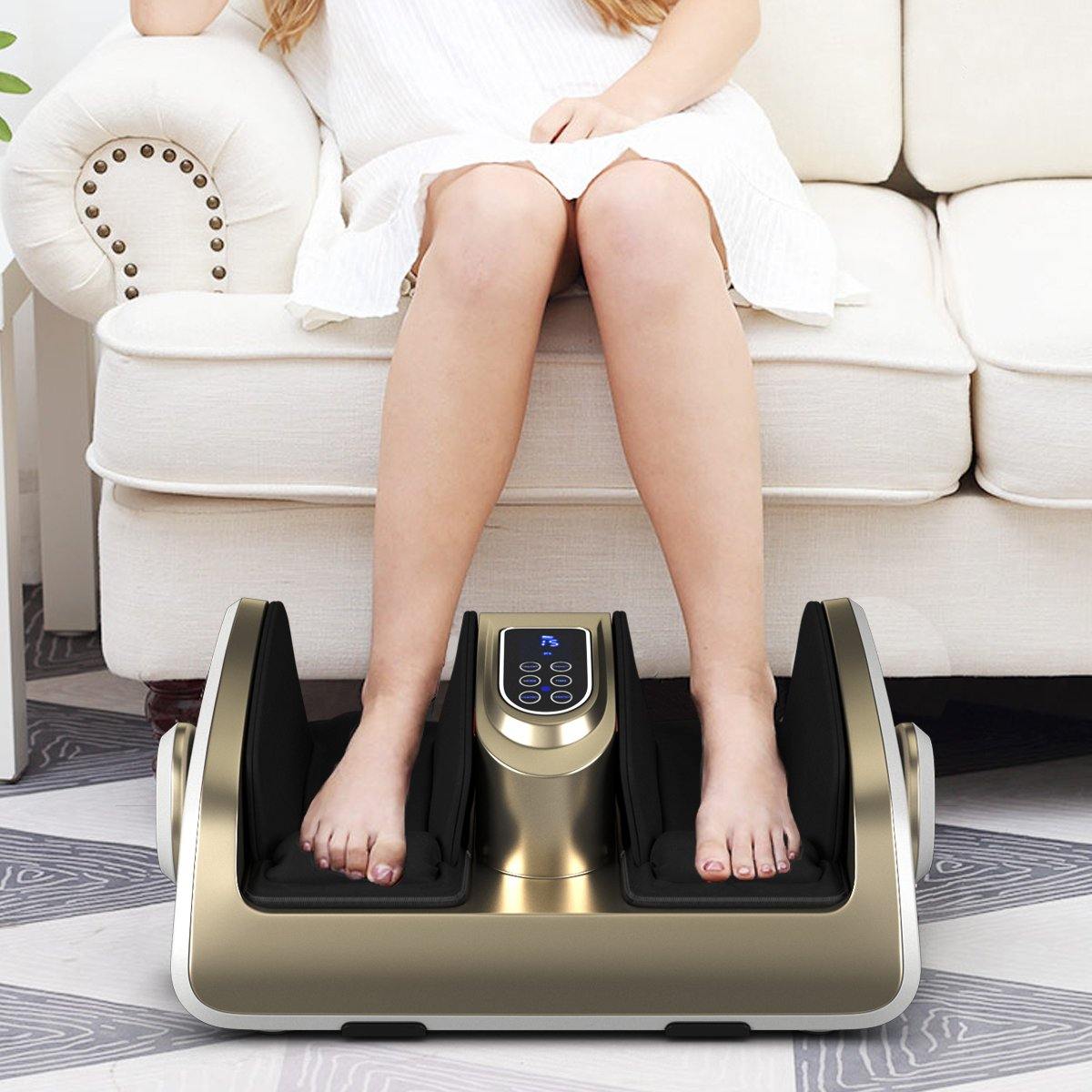Giantex Shiatsu Foot Massager, Deep Kneading&Air Compression for Foot Calf Leg Arm, Heat and Vibration (White) - Giantexus