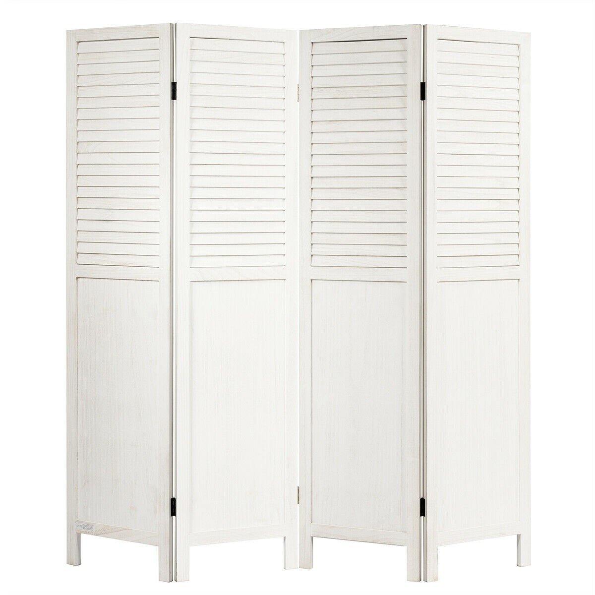 4 Panel 6 ft Wooden Room Divider, Portable Partition Screen - Giantexus
