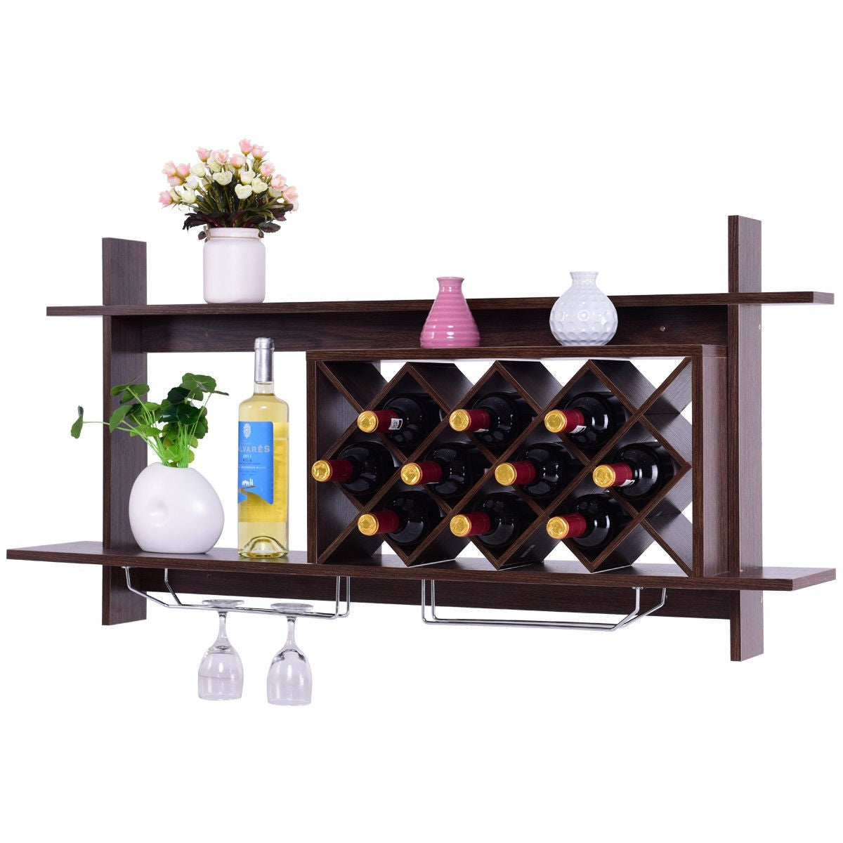 Wall Mounted Wine Rack Organizer - Giantexus