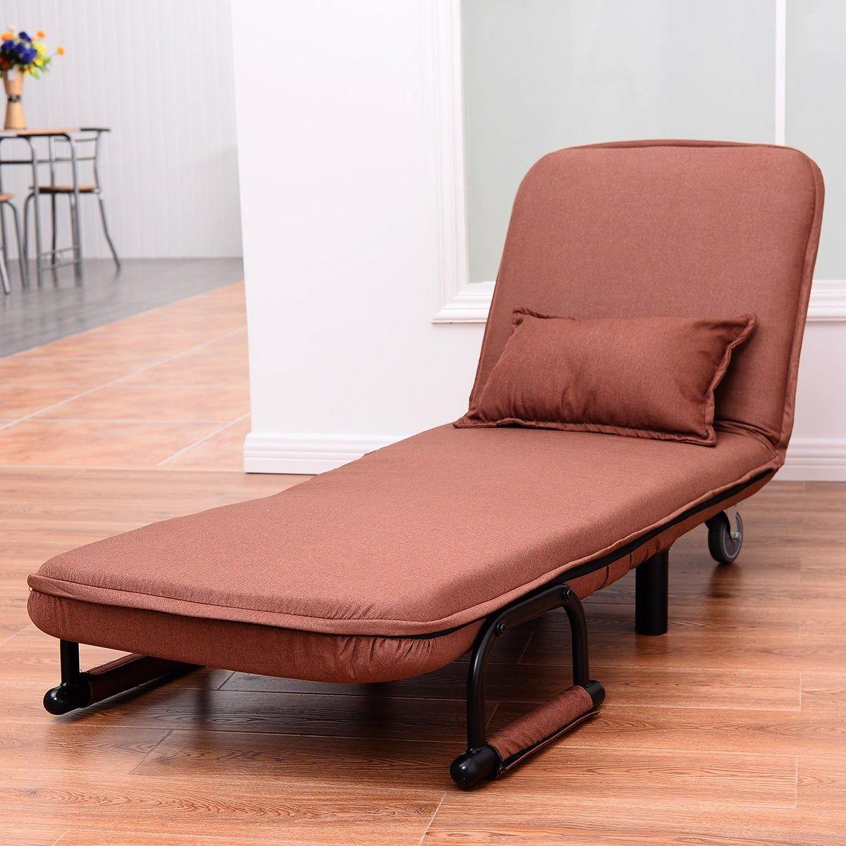26.5" Convertible Sofa Bed Folding Arm Chair Sleeper Leisure Recliner Lounge Couch - Giantexus