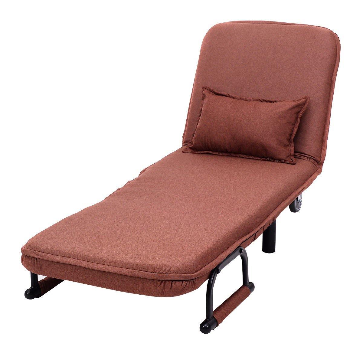 26.5" Convertible Sofa Bed Folding Arm Chair Sleeper Leisure Recliner Lounge Couch - Giantexus