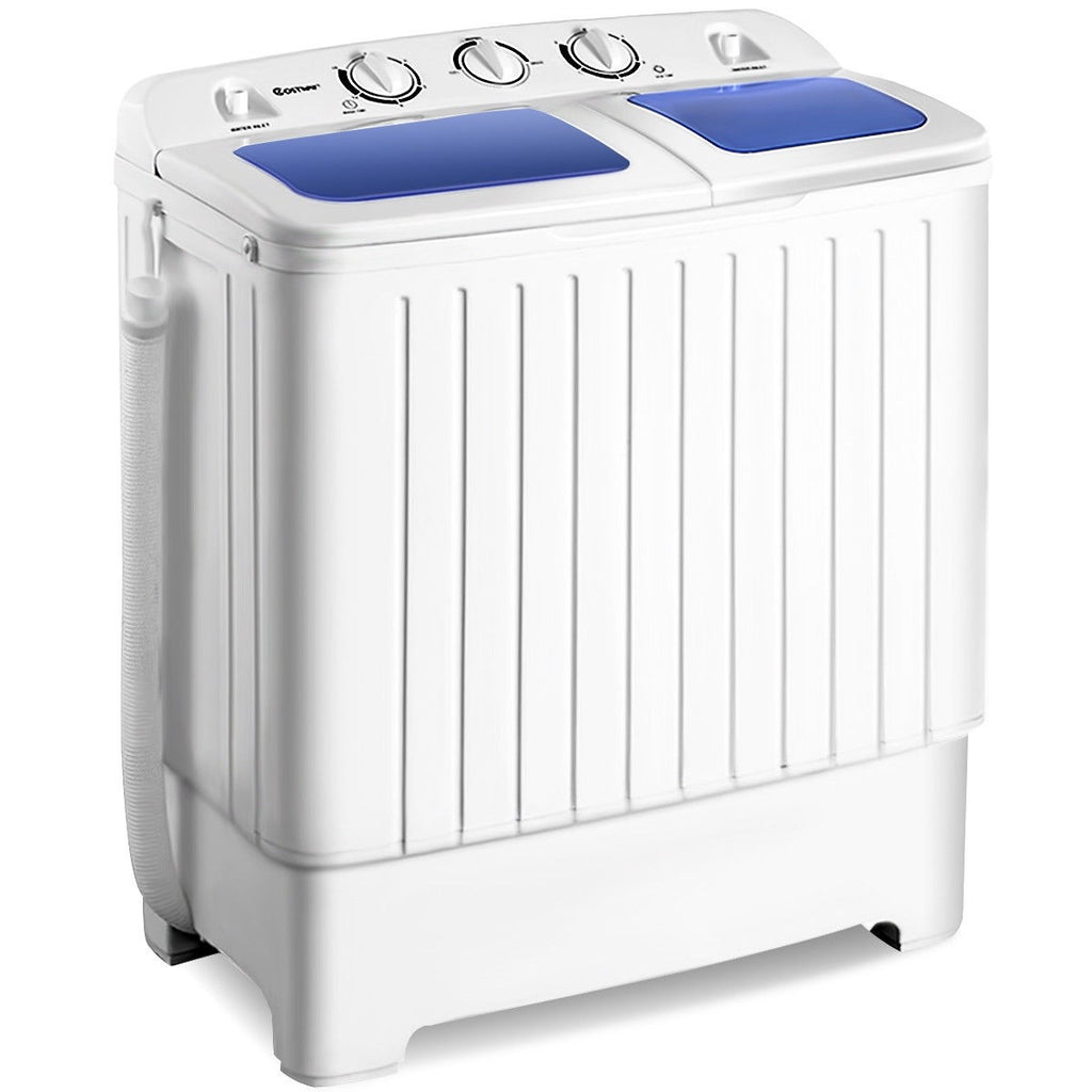 26lbs Portable Washing Machine 2 in 1 Twin Tub Washer with Built-In Drain Pump