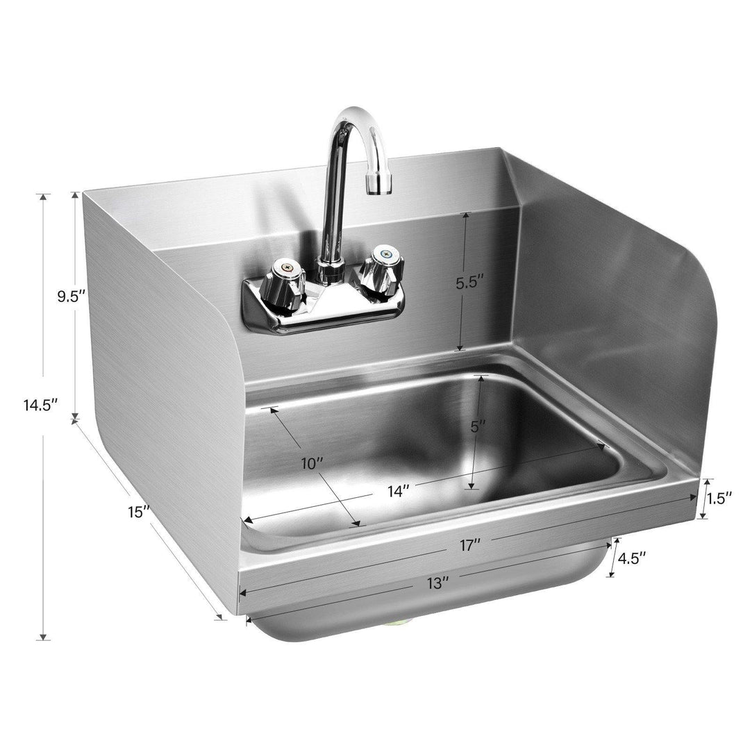 Giantex Stainless Steel Hand Washing Sink, Wall Mount Hand Sink w/ Faucet, 17" x 15" - Giantexus