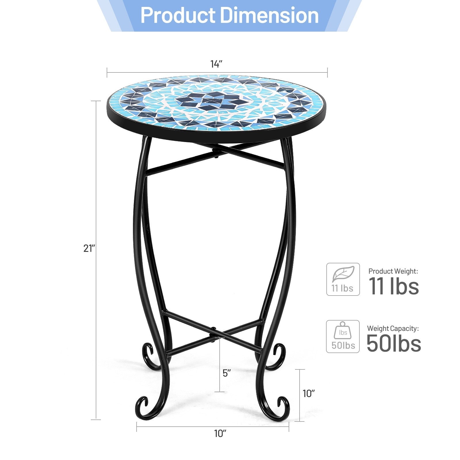 Outdoor Side Table, Mosaic Patio Table