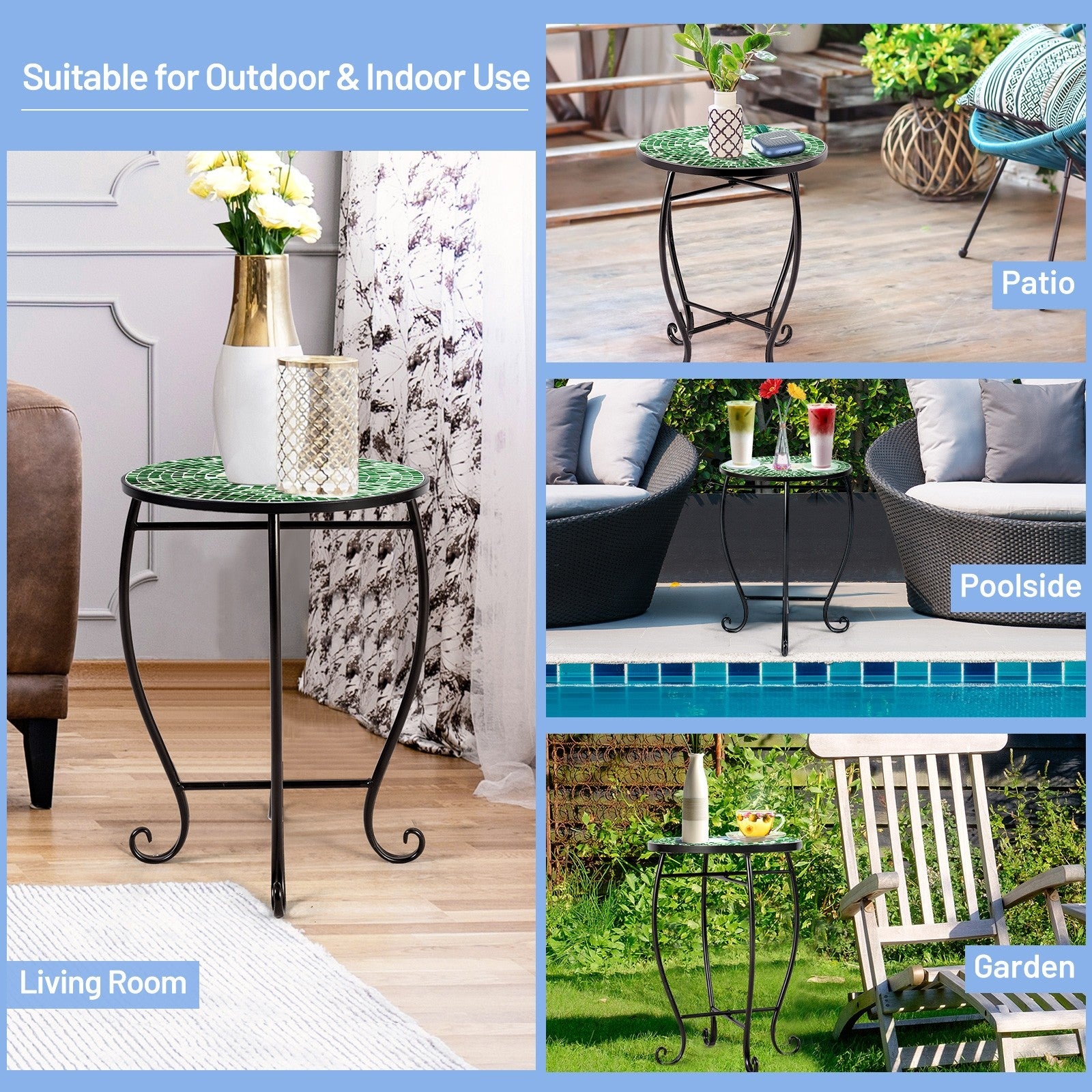 Outdoor Side Table, Mosaic Patio Table