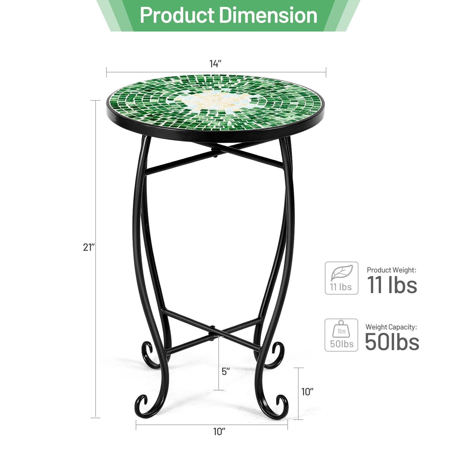 Outdoor Side Table, Mosaic Patio Table