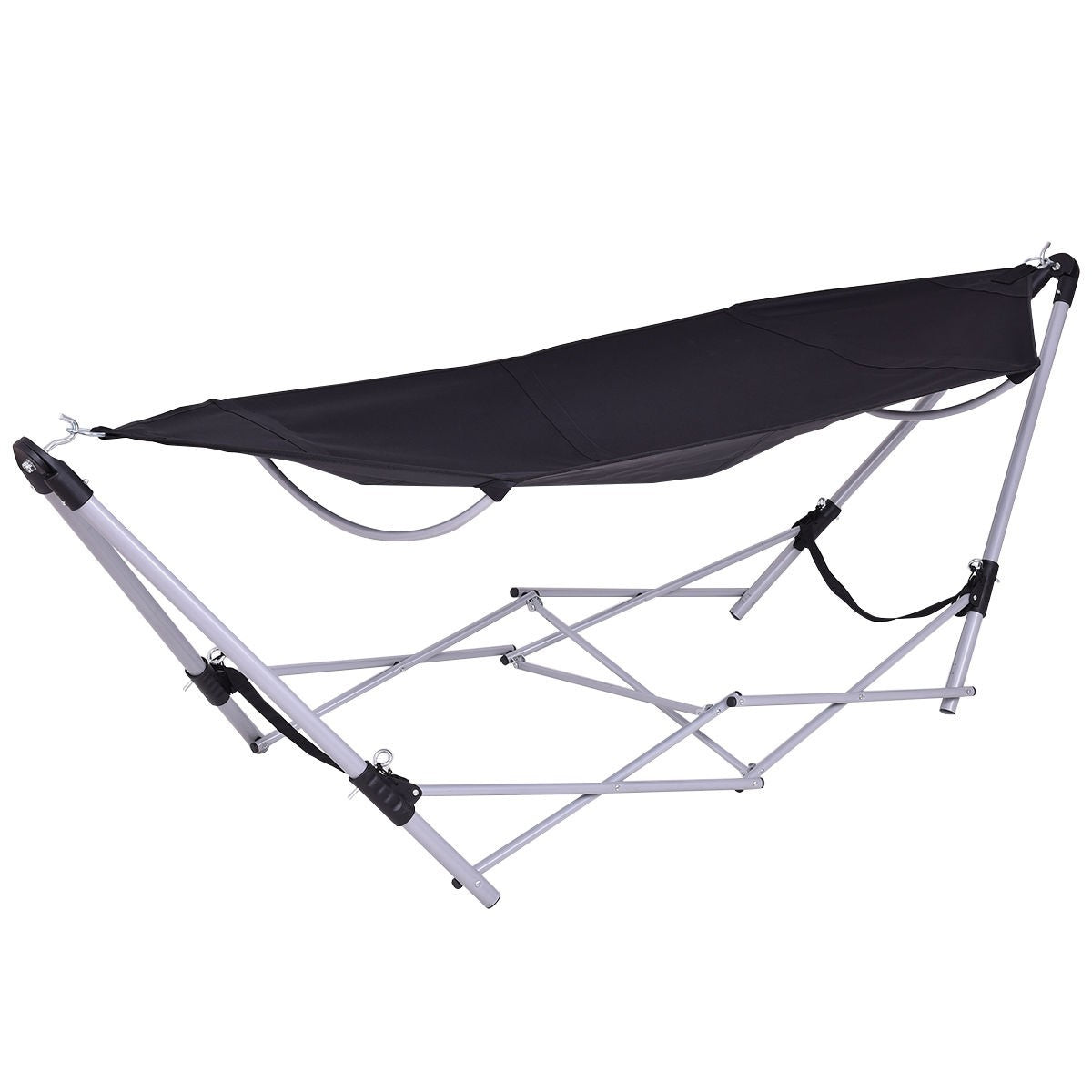 Portable Folding Hammock Lounge Camping Bed Steel Frame Stand W/Carry Bag