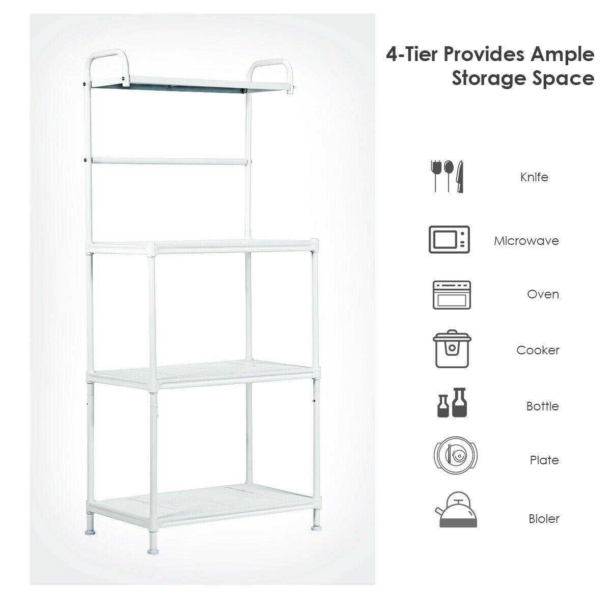 4-Tier Kitchen Microwave Storage Rack Oven Stand - Giantexus