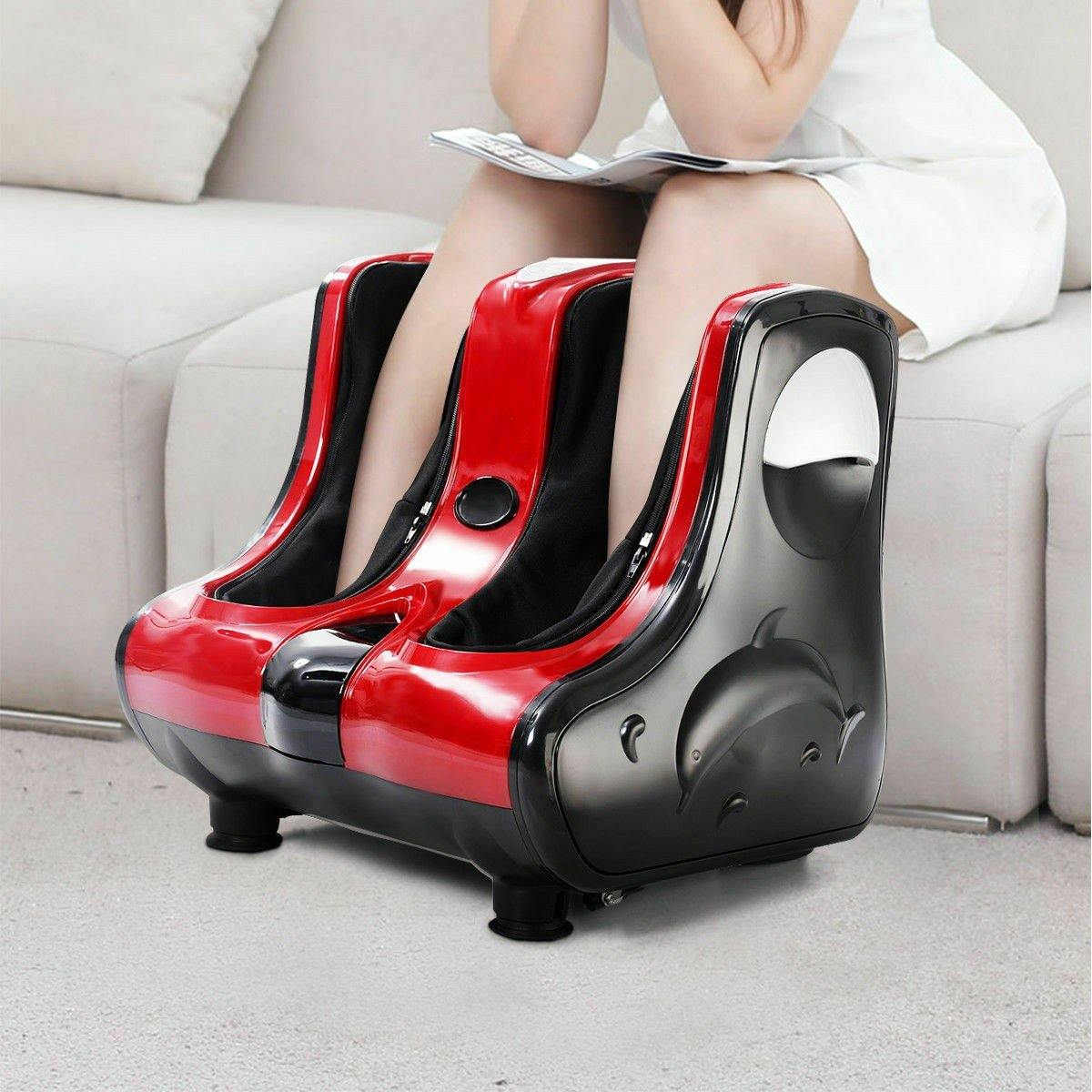 Giantex Foot Calf Leg Massager Machine, Shiatsu Kneading Rolling Vibration Heating - Giantexus