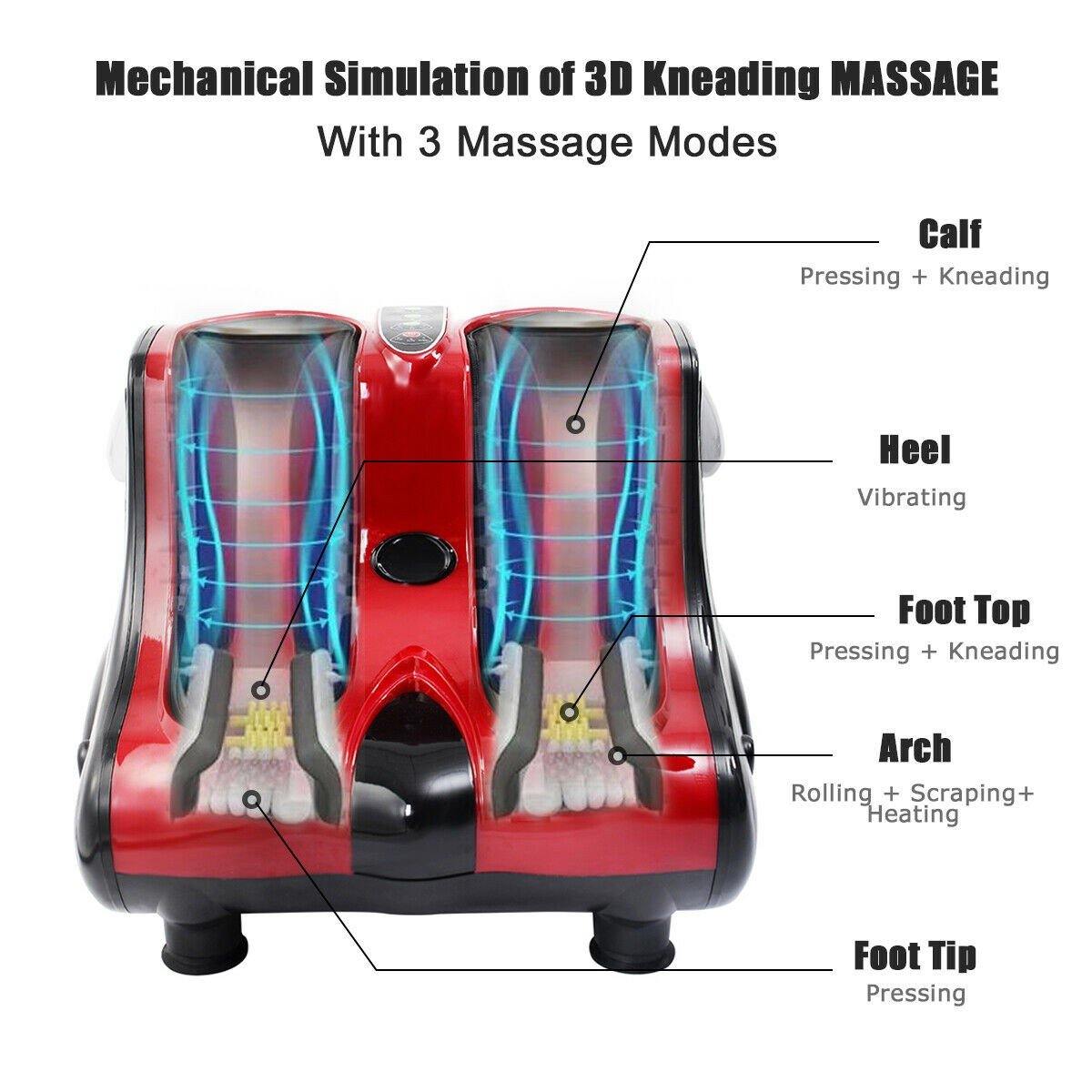 Giantex Foot Calf Leg Massager Machine, Shiatsu Kneading Rolling Vibration Heating - Giantexus