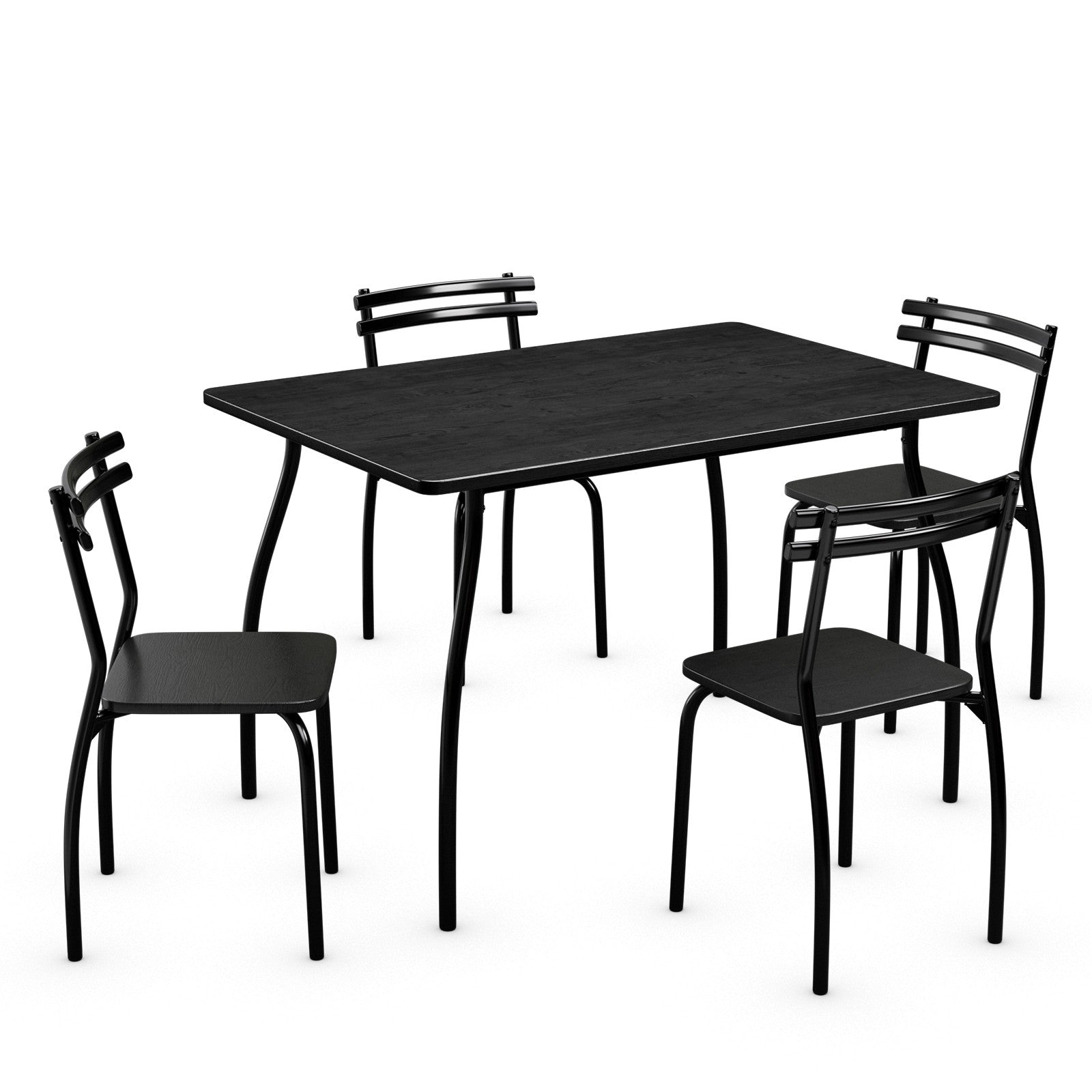 Giantex 5Pcs Dining Table Set for 4, Modern Metal and Wood Indoor Rectangular Dining Table Furniture