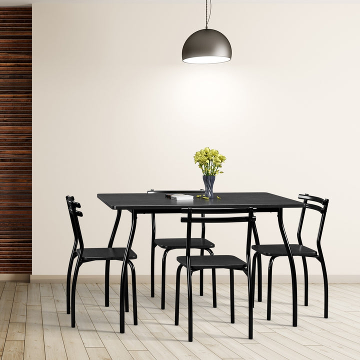 Giantex 5Pcs Dining Table Set for 4, Modern Metal and Wood Indoor Rectangular Dining Table Furniture