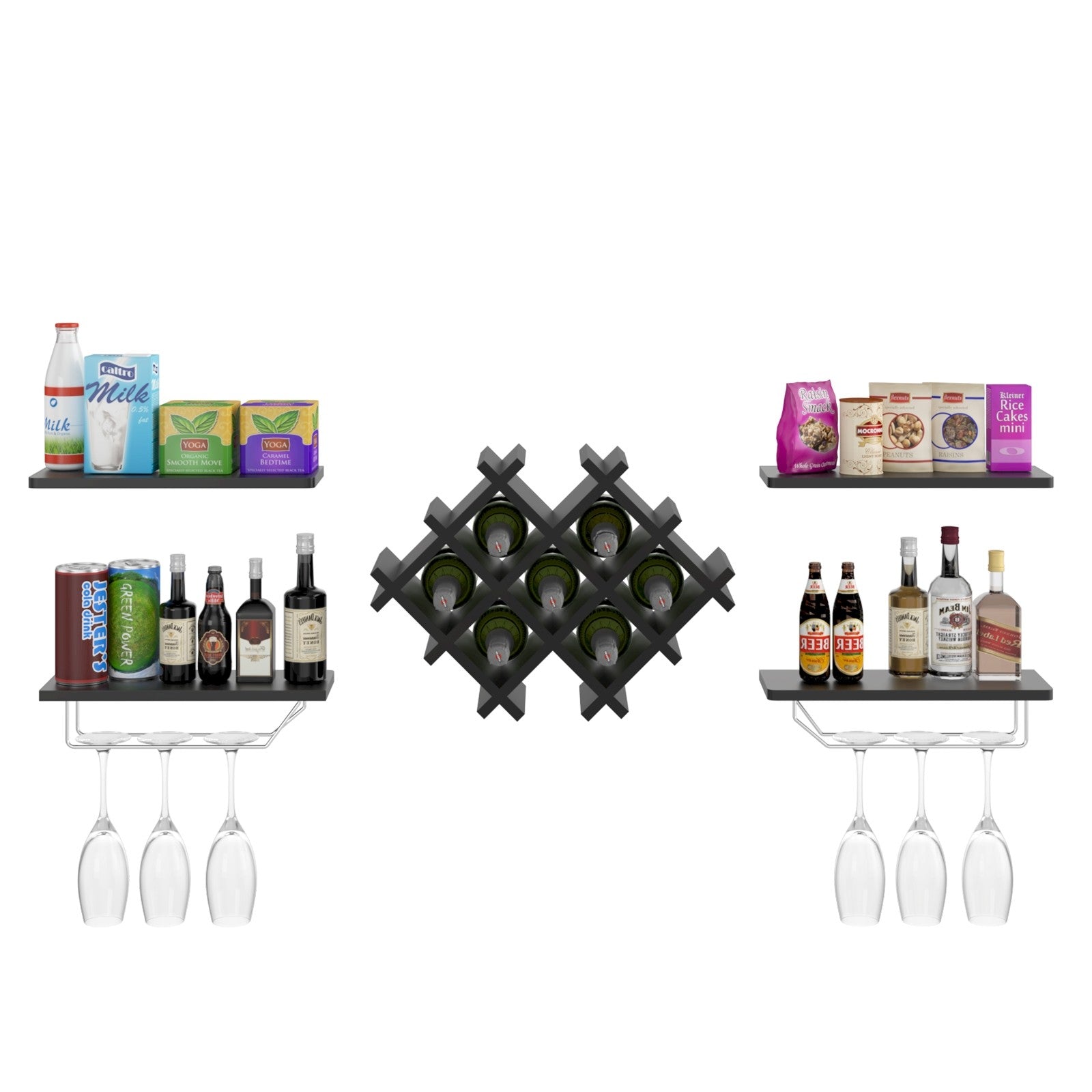 Set of 5 Wall Mount Wine Rack Set - Giantexus