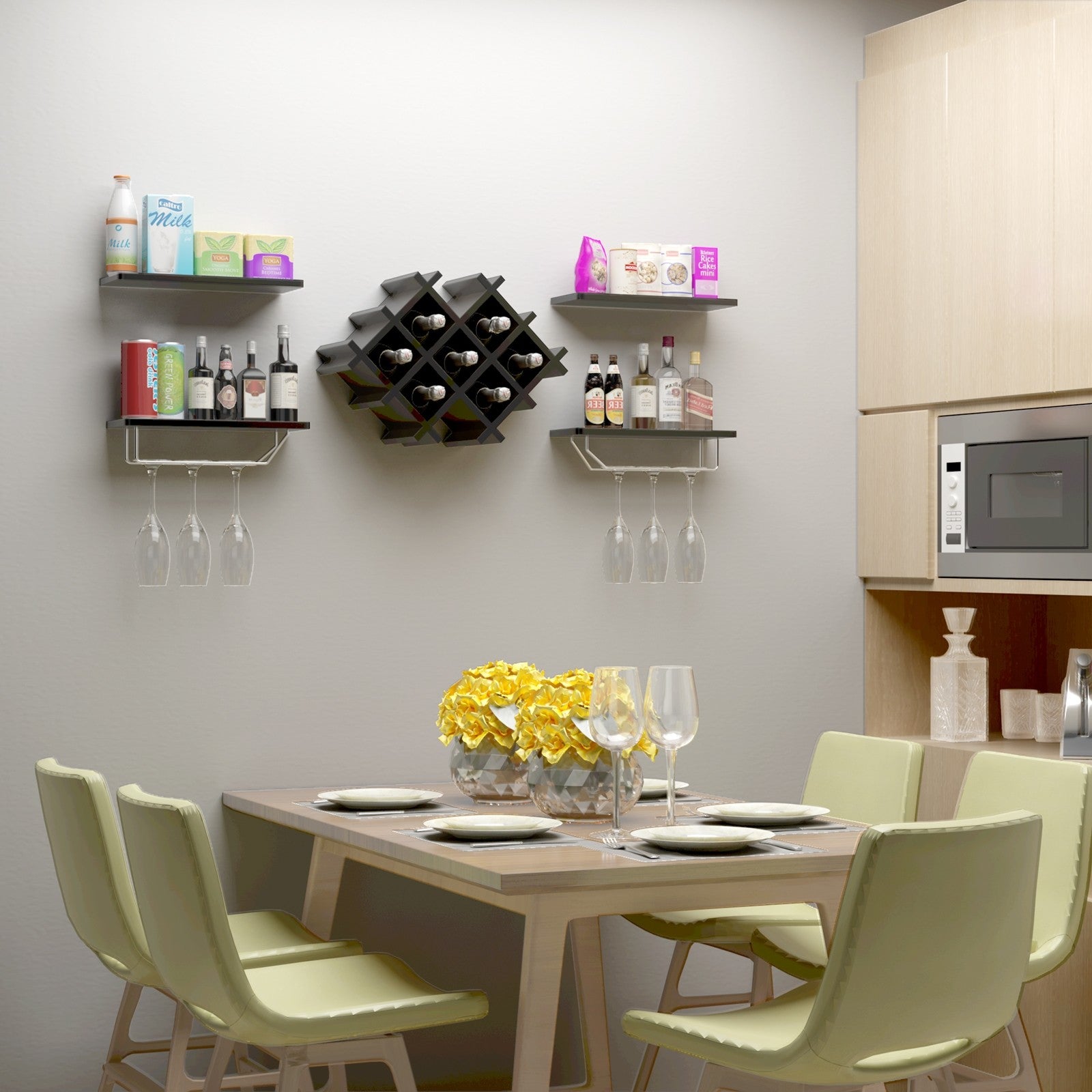 Set of 5 Wall Mount Wine Rack Set - Giantexus
