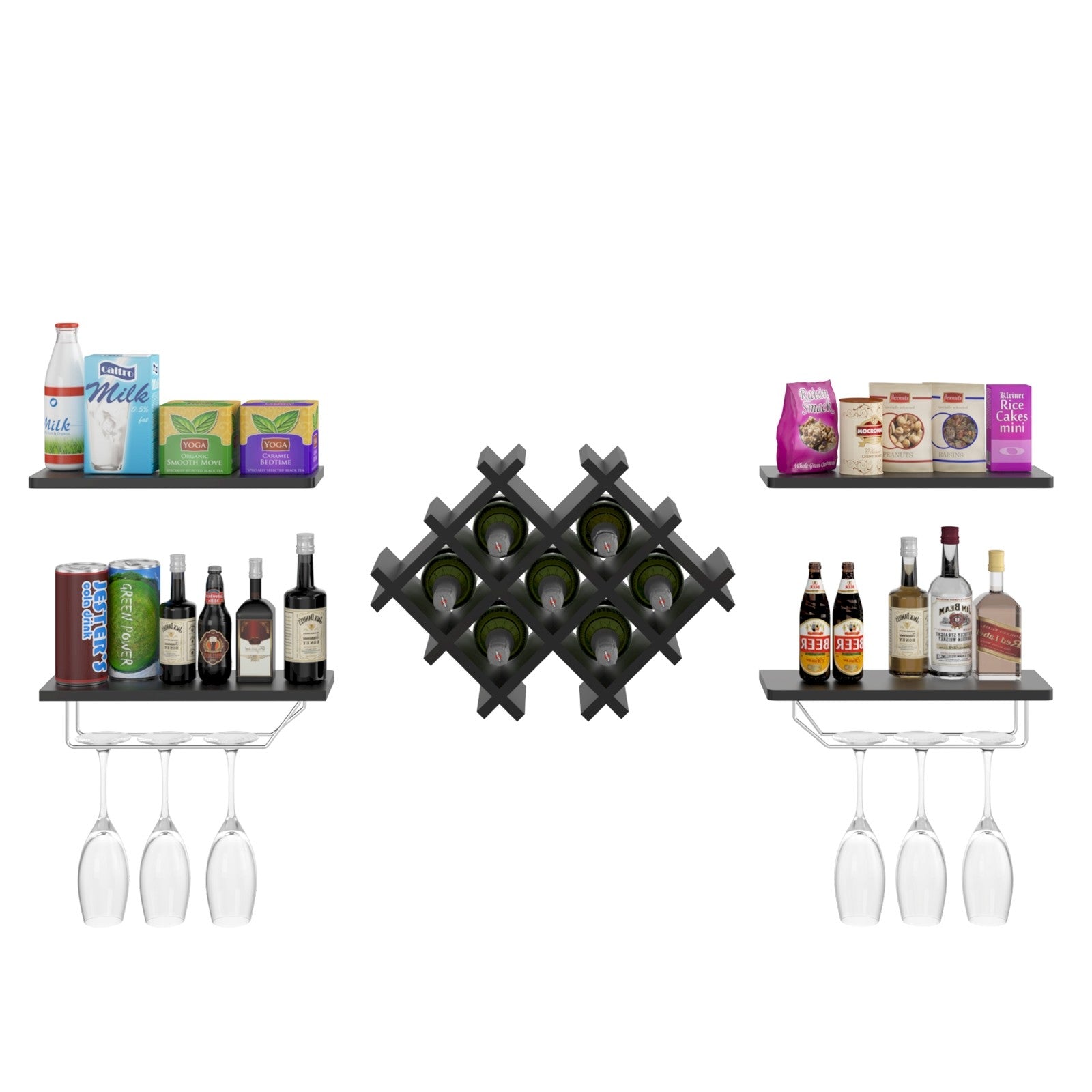 Set of 5 sales wall mounted wine rack