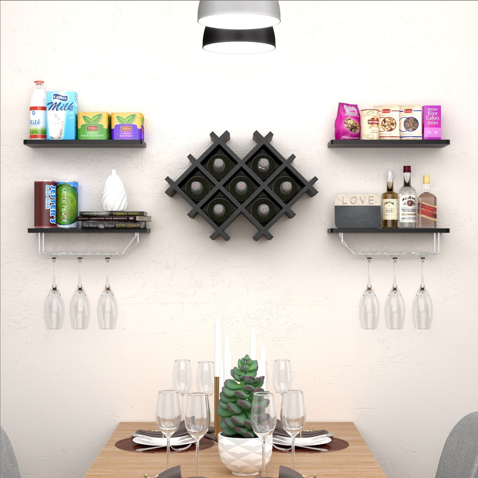 Set of 5 Wall Mount Wine Rack Set - Giantexus