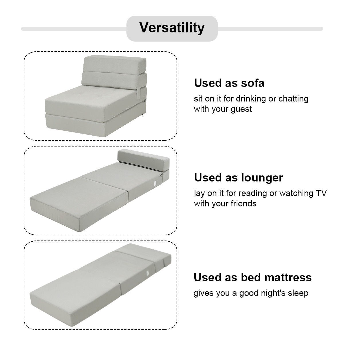 Fold Down Sofa Bed Floor Couch Foam Folding Modern Futon Chaise Lounge