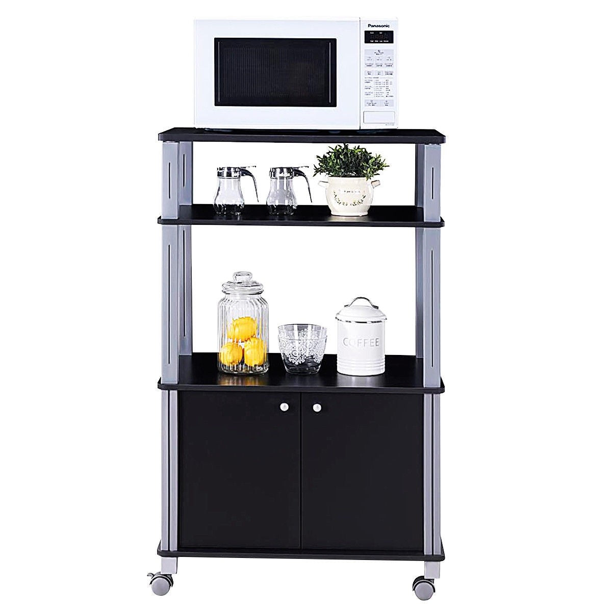 Rolling Kitchen Bakers Rack Microwave Oven Stand