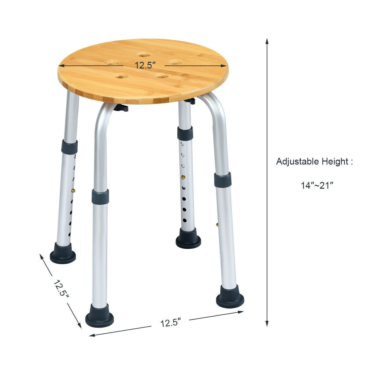 Bamboo Shower Seat Bench Round Shower Seat - Giantexus