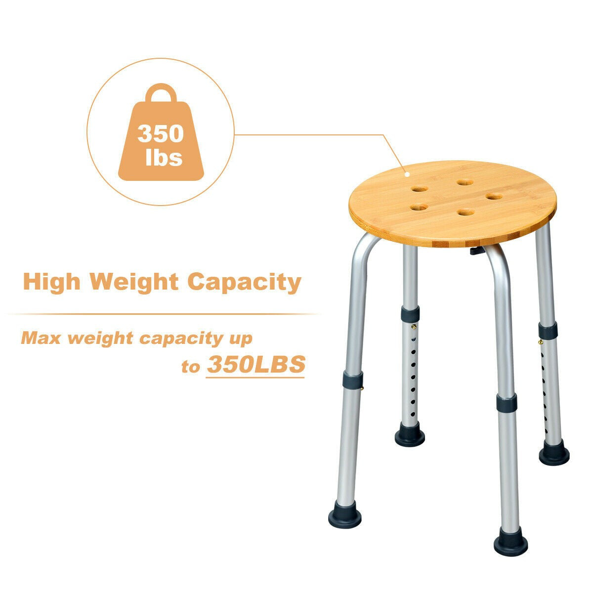 Bamboo Shower Seat Bench Round Shower Seat - Giantexus