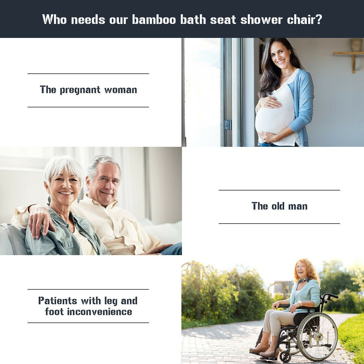 Bamboo Shower Seat Bench Round Shower Seat - Giantexus
